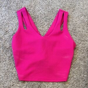 Beach Riot Hot Pink Textured V-Neck Crop Top